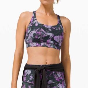 Lululemon Energy Bra Medium Support B–D Cup Floral Shift Multi Purple Womens 4
